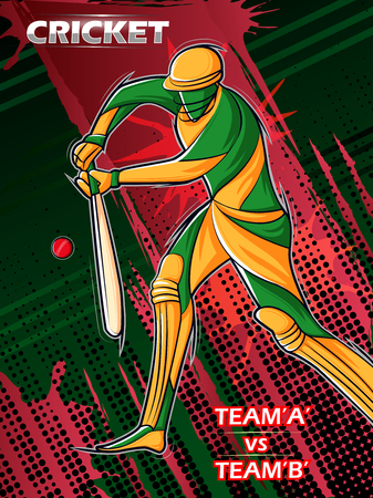 Vector design of batsman player playing cricket sports tournament championshipのイラスト素材