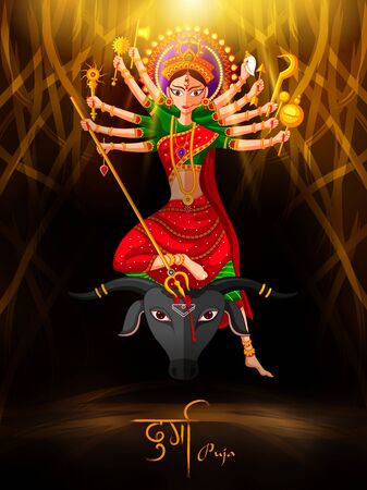 Happy Durga Puja festival background for India holiday Dussehraのイラスト素材