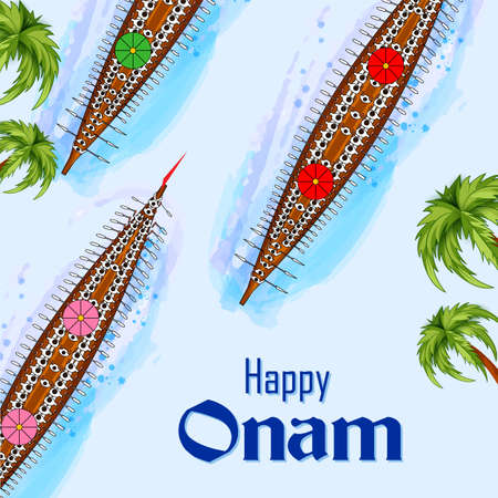 Happy Onam festival background of Kerala South India in Indian art styleのイラスト素材