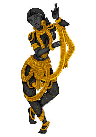 Vintage statue of Indian female sculpture engraved on stoneのイラスト素材
