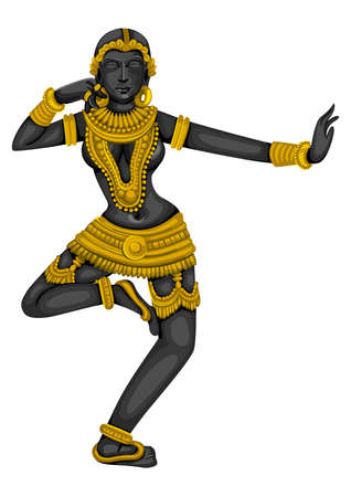 Vintage statue of Indian female sculpture engraved on stoneのイラスト素材