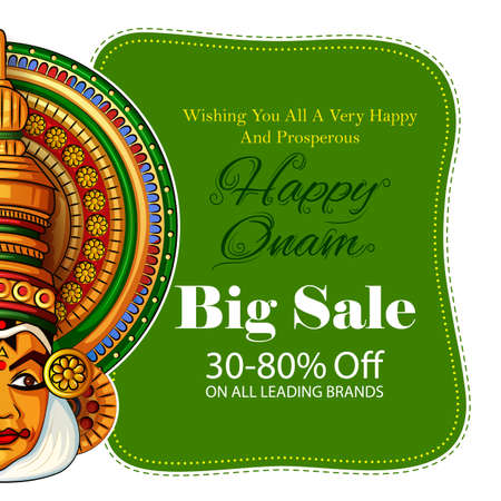 Happy Onam festival background of Kerala South India in Indian art styleのイラスト素材