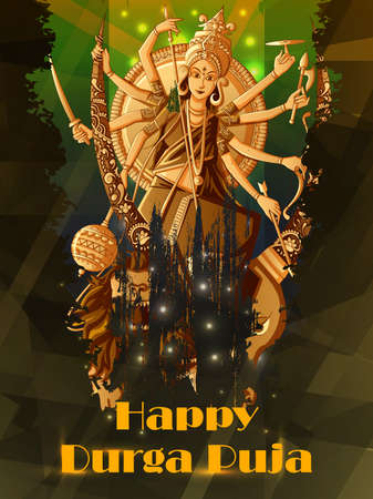 Indian Goddess Durga sculpture for Durga Puja holiday festival of India in Dussehra Vijayadashami Navratriのイラスト素材