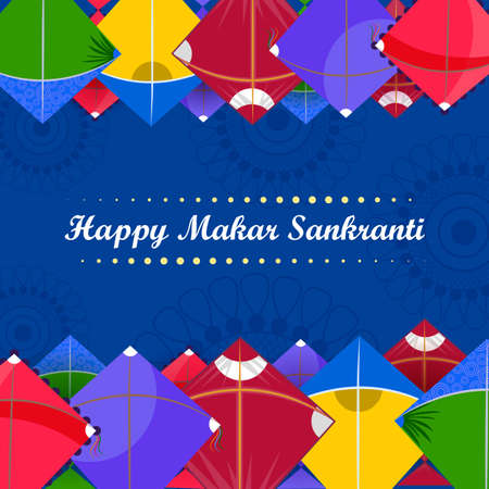 Happy Makar Sankranti religious traditional festival of India celebration backgroundのイラスト素材