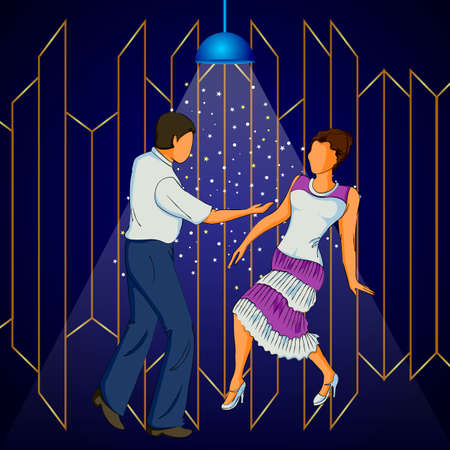 Retro age people enjoying and dancing in partyat club night lifestyleのイラスト素材