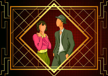 Retro age people enjoying and dancing in partyat club night lifestyleのイラスト素材