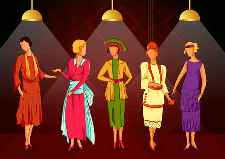 Retro age people enjoying and dancing in partyat club night lifestyleのイラスト素材