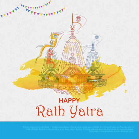 Ratha Yatra of Lord Jagannath, Balabhadra and Subhadra on Chariotのイラスト素材