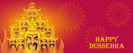 Ravana on India festival Happy Dussehra backgroundのイラスト素材
