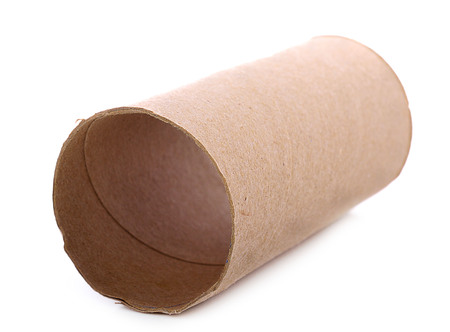 paper roll of bathroom on white abckgroundの写真素材