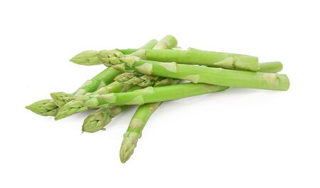 Green raw asparagus isolated on white backgroundの写真素材