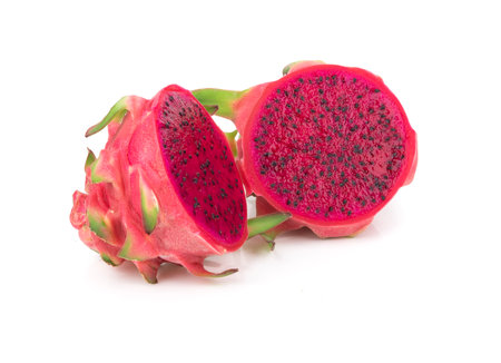 dragon fruit isolated on white backgroundの写真素材