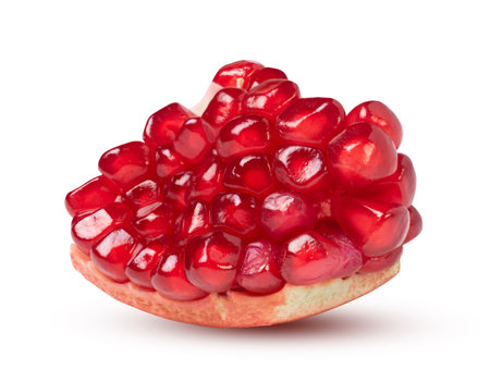 Fresh pomegranate Piece isolated on white. With clipping path.の写真素材