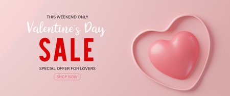 3d rendering.Valentines day sale with heart shaped balloons. Holiday illustration banner. for valentine and mother day designの写真素材