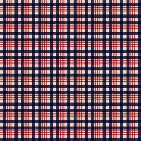 Retro usa color style Seamless blue beige and red fashion plaid pattern.