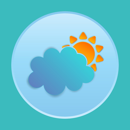Flat sun and cloud weather web icon paper art styleのイラスト素材