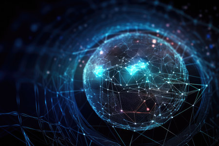 Communication technology internet business. Global world network and telecommunication on earth cryptocurrency and blockchain. generative aiの素材