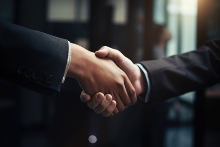 closeup.reliable handshake of business partners. Generative AIの素材