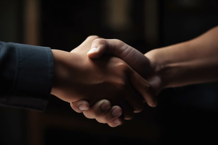 closeup.reliable handshake of business partners. Generative AIの素材