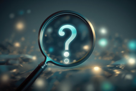 close up magnifier glass with question mark.Generative AIの素材