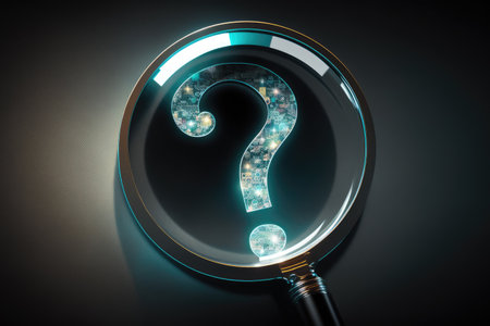 close up magnifier glass with question mark.Generative AIの素材