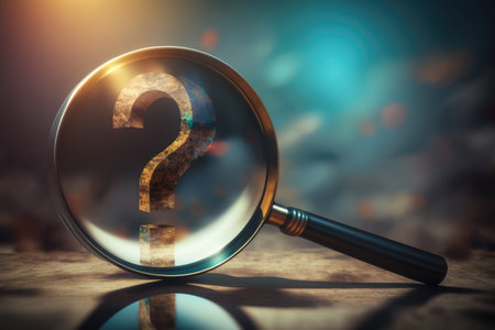 close up magnifier glass with question mark.Generative AIの素材