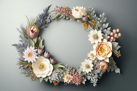 wreat Wildflower rose flower floral frame red rose,hulthemia, rosa. Aquarelle wild flower for background, texture, wrapper pattern, frame or border.generative aiの素材