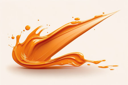 orange brush stroke watercolor liquid isolated on white background.Generative AIの素材