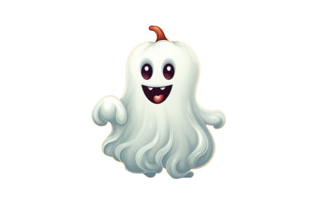 Halloween white Ghost cartoon character on white background. Generative AIの素材