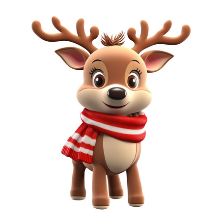 3d Deer funny cartoon character Rudolph Cute. Generative AIの素材