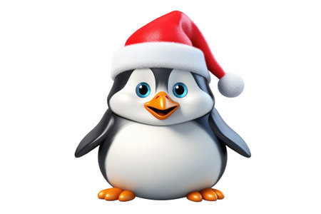 Christmas Cute Little Penguin on a white background. Generative AIの素材