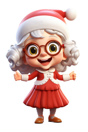 female Santa Claus cartoon isolated. Generative AIの素材