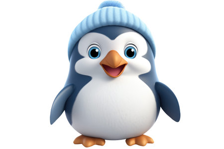 Christmas Cute Little Penguin on a white background. Generative AIの素材