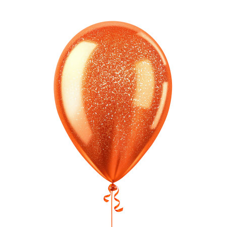 orange glitter helium balloon. Birthday balloon flying for party and celebrations. Isolated on white background. Generative AIの素材