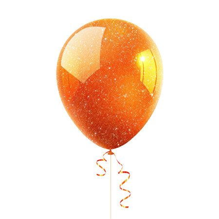 orange glitter helium balloon. Birthday balloon flying for party and celebrations. Isolated on white background. Generative AIの素材
