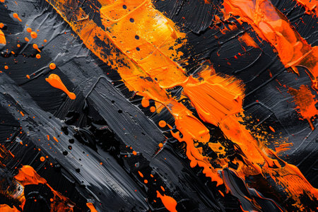 Abstract black orange acrylic painting background. generative aiの素材
