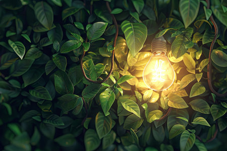brain glowing of light bulb and light bokeh background. Creative and inspiration.Innovative technology.Energy and environmental concepts. generative aiの素材