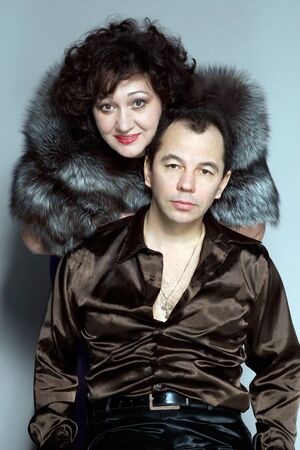 Male and female portrait for billの写真素材