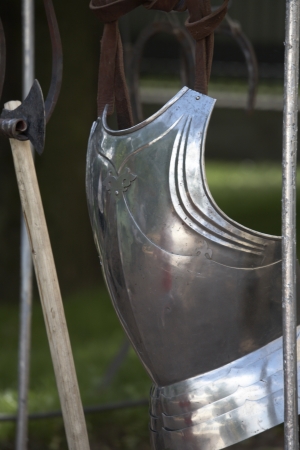 Steel cuirass and battle-axe