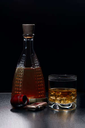 Set for those who like to drink and smoke - still lifeの写真素材