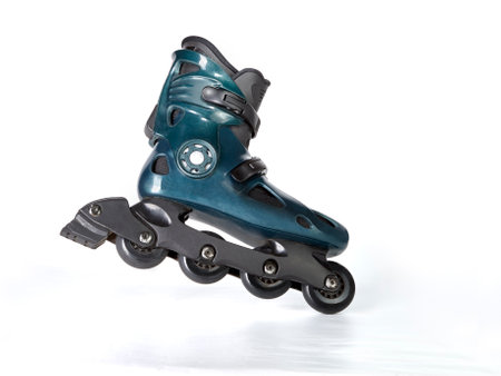 Roller skate on ice with shadow from wheel