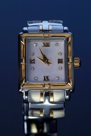 Wrist watch with gold and diamonds for womenの写真素材