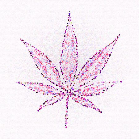 Creative pink marijuna cannabis leafの写真素材