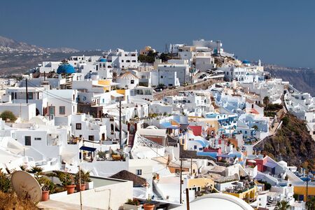 The view of Firostefani village, Santorini, Greeceの写真素材