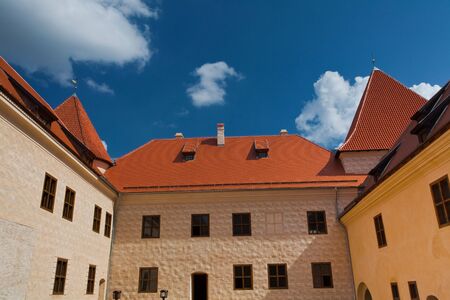 The panoramic view of castle Bauska in Latviaの写真素材