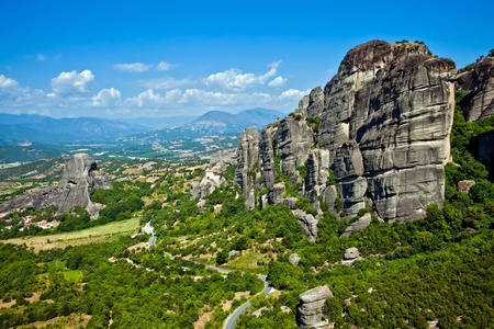 The panorama view of Meteora mountains, Kalambaka, Greeceの写真素材