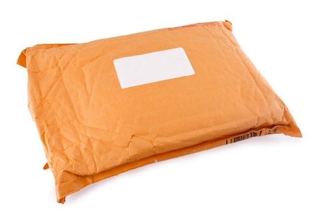 The post parcel isolated on white backgroundの写真素材