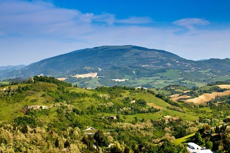 Scenic view of typical Italian landscape, Urbino, Italyの写真素材