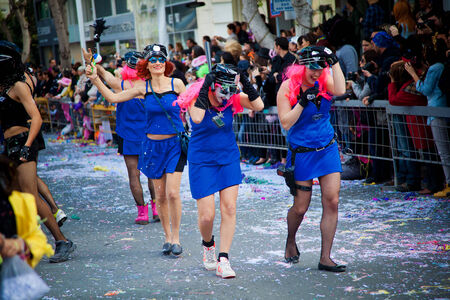 LIMASSOL, CYPRUS - MARCH 17  Carnival participants on Cyprus Carnival Parade on March 17, 2013 in Limassol, Cyprus のeditorial素材