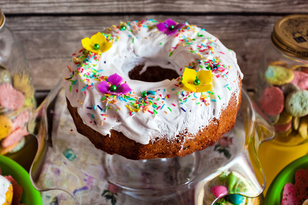 Easter cake on festive Easter table